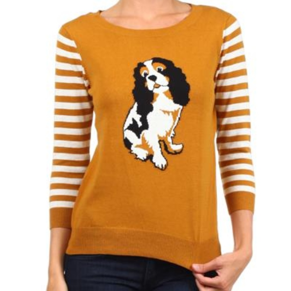 Dog Jacquard Three Quarter Length sweater